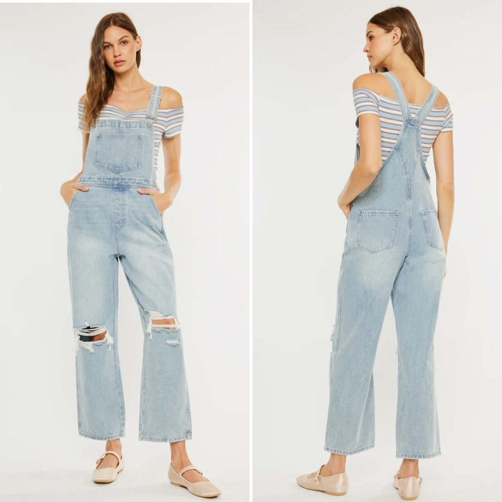 Kancan Becky 90s Overalls Womens Large Blue Jeans Denim Distressed Grunge